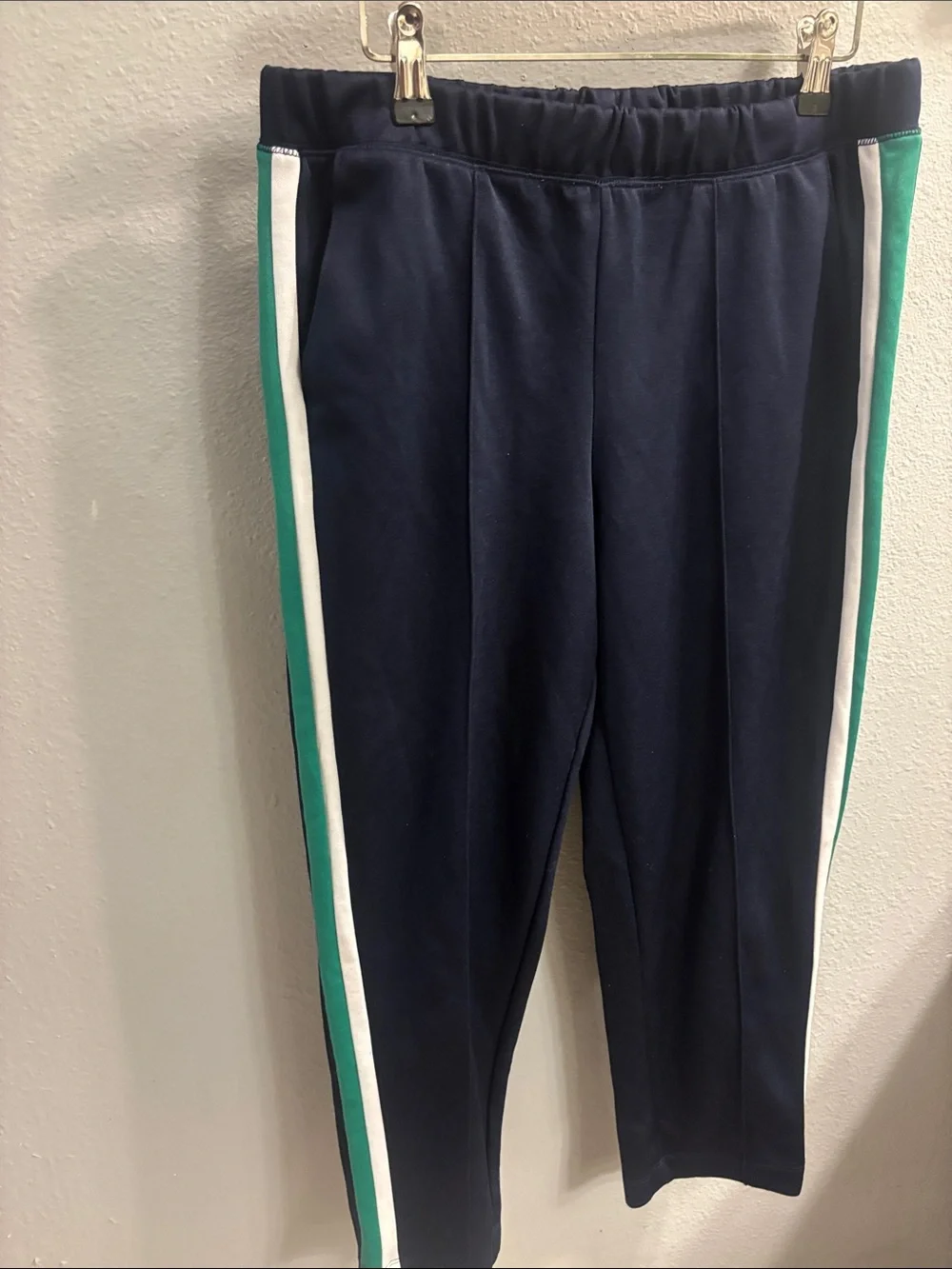 Old Navy Navy Sweatpants with White and Teal Side Stripes
